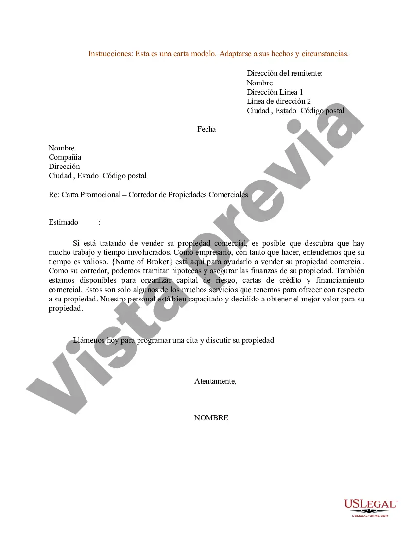 Preview Ejemplo de Carta para Carta Promocional - Propiedad Comercial