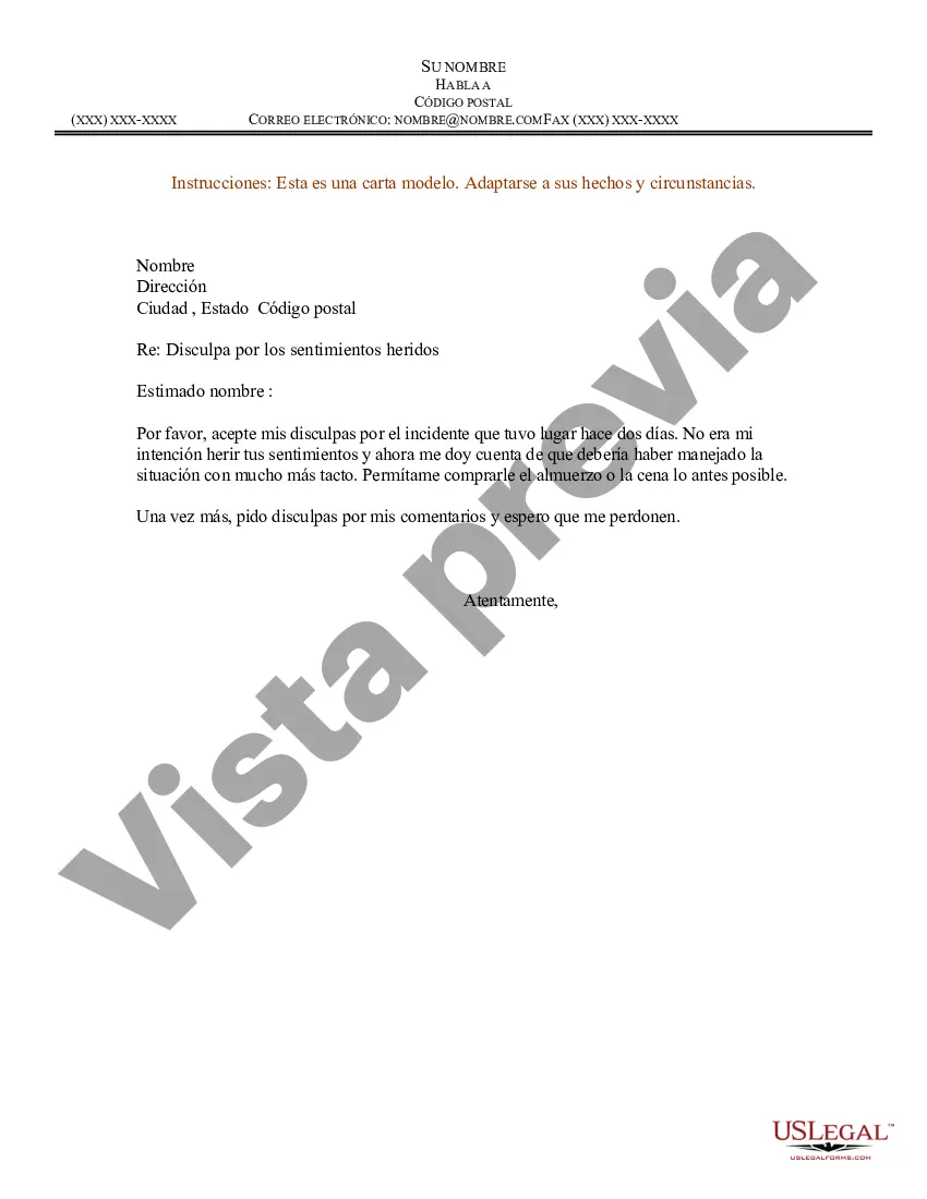 Preview Ejemplo de carta de disculpa por sentimientos heridos