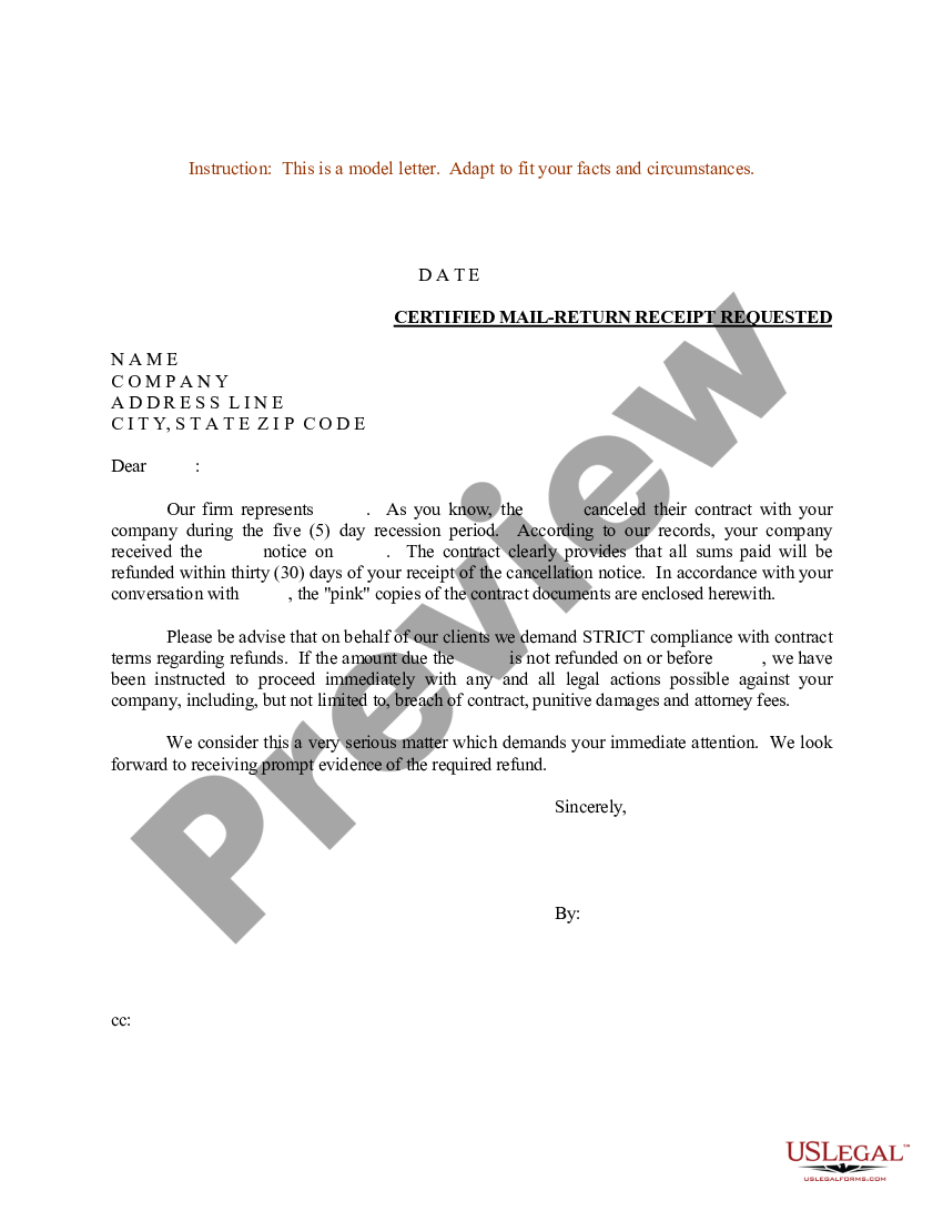 Sample Letter For Collection Of Refund Letter Refund Us Legal Forms 1146