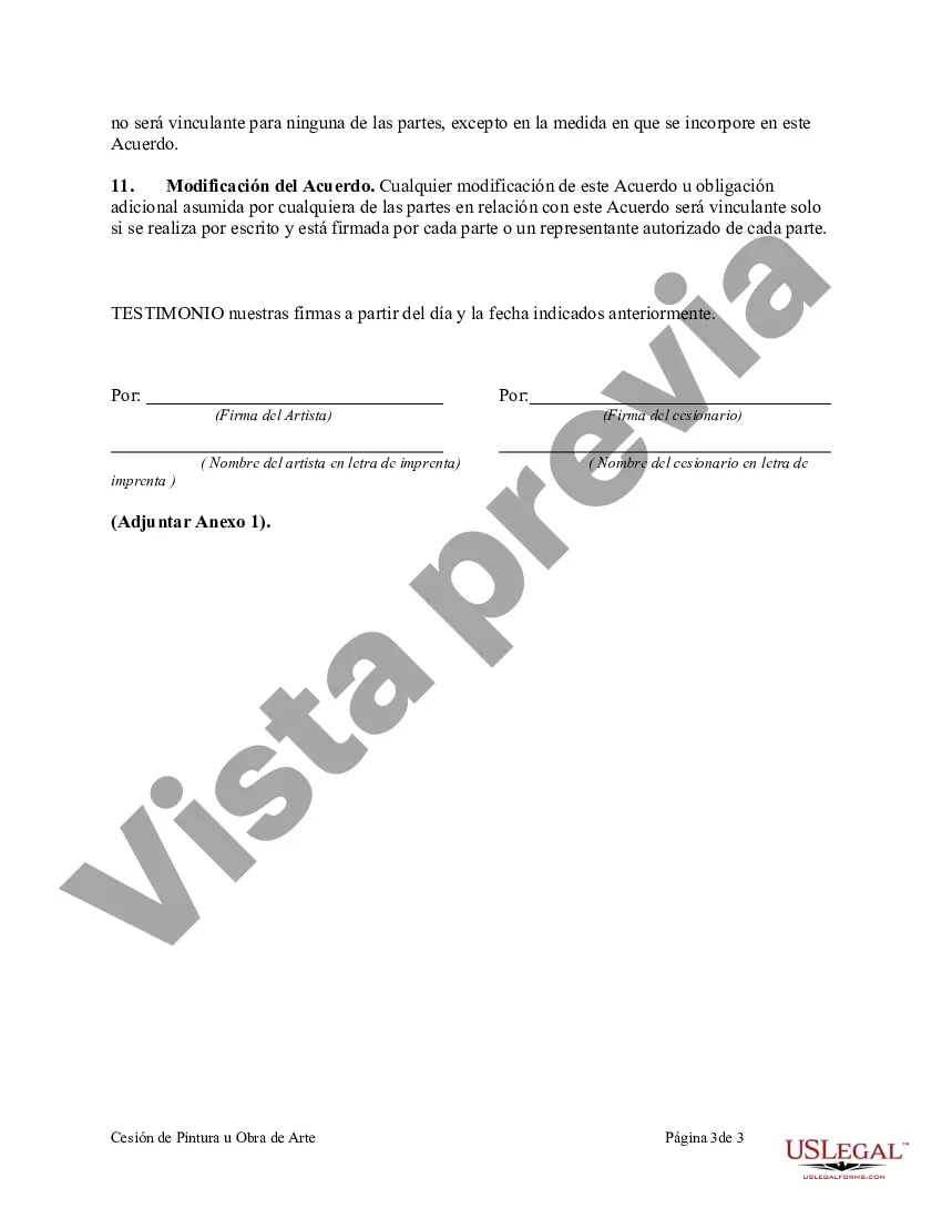 Preview Cesión de Pintura u Obra de Arte