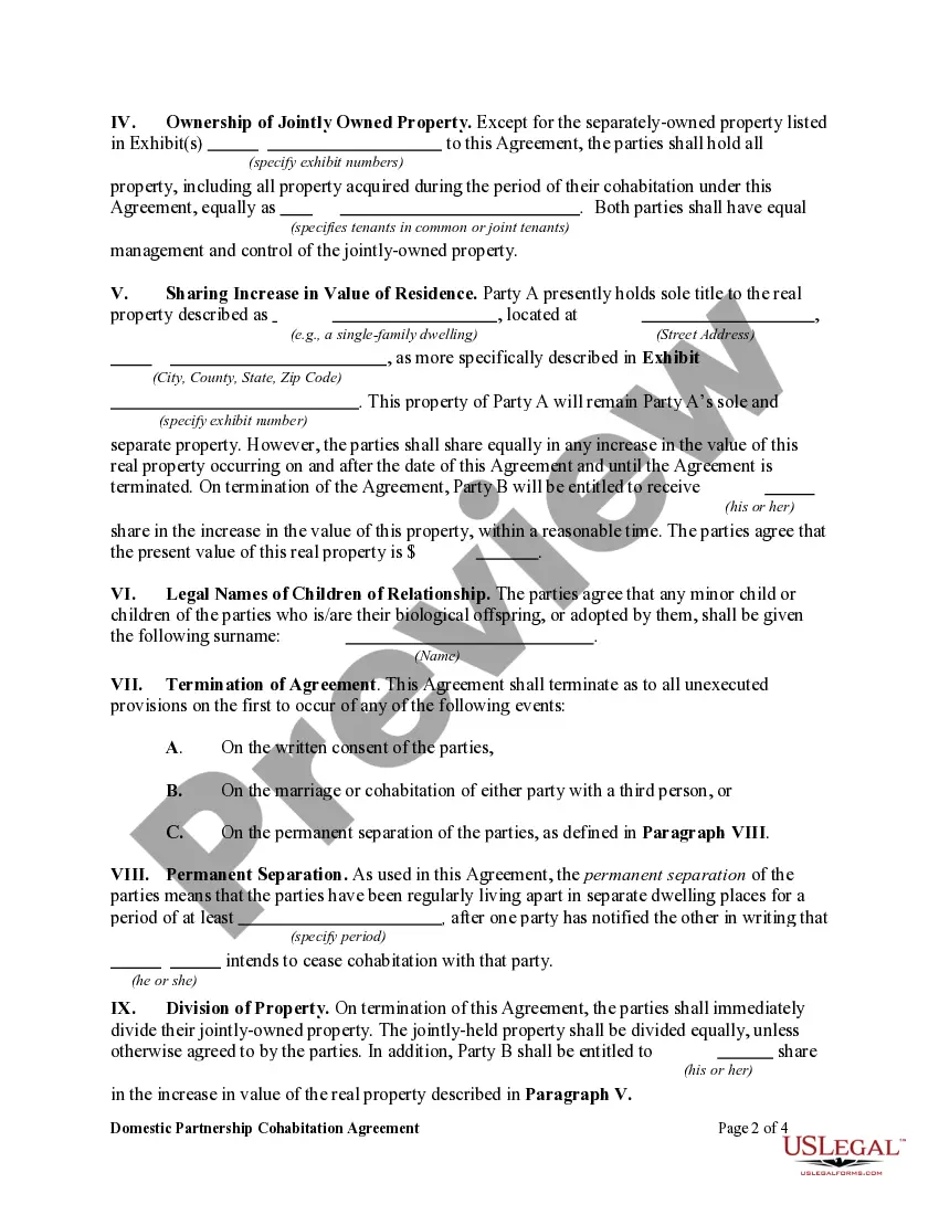 Preview Cohabitation Agreement for Seniors