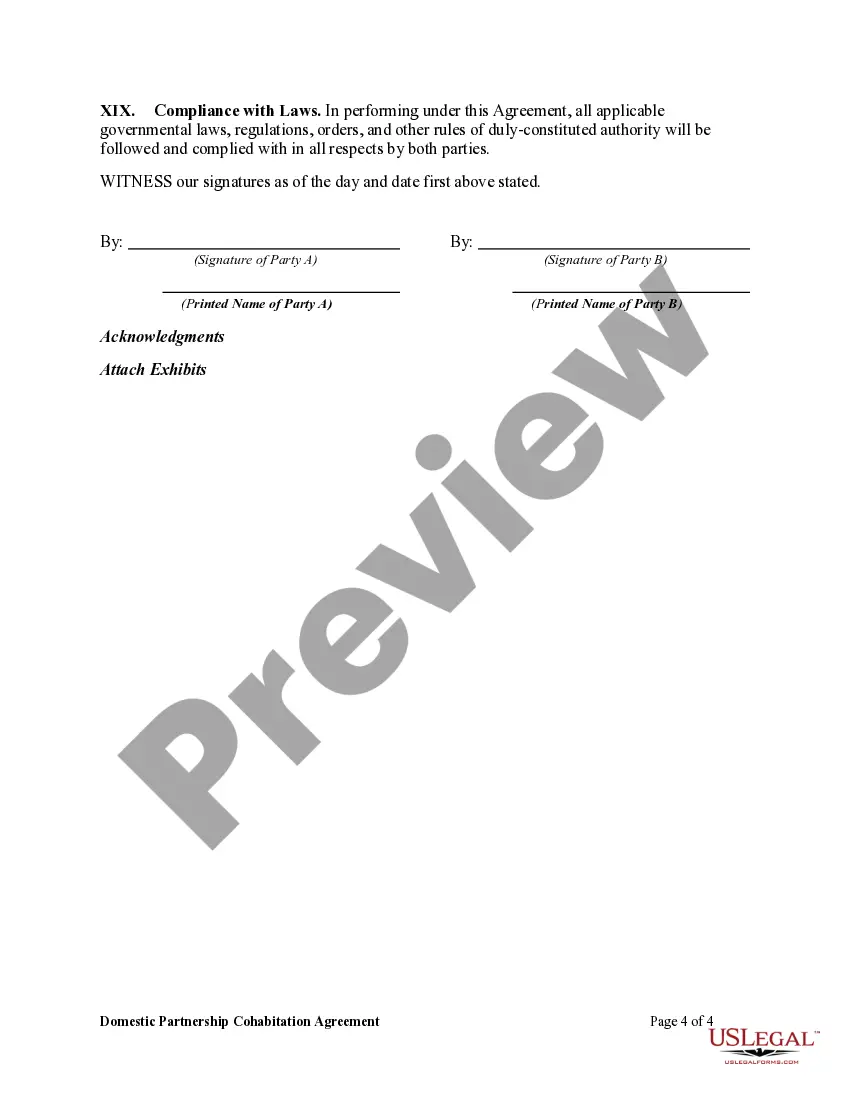 Preview Cohabitation Agreement for Married Couples