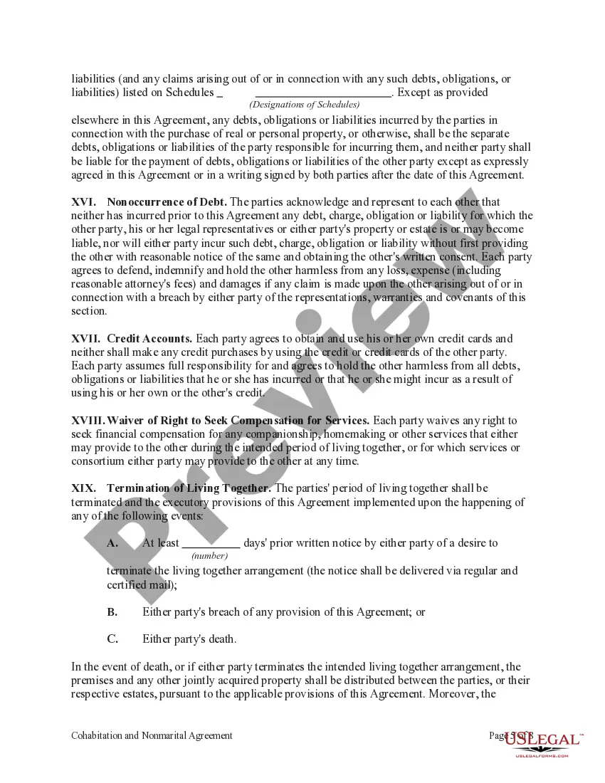Preview Cohabitation and Nonmarital Agreement between Parties Living Together but Remaining Unmarried with Joint Purchase of Real Estate