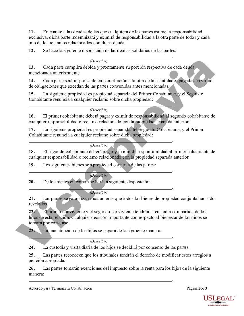 Preview Acuerdo para Terminar la Cohabitación