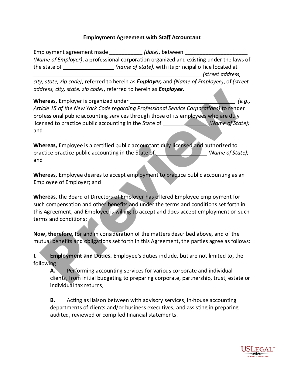 page 0 Employment Agreement with Staff Accountant preview