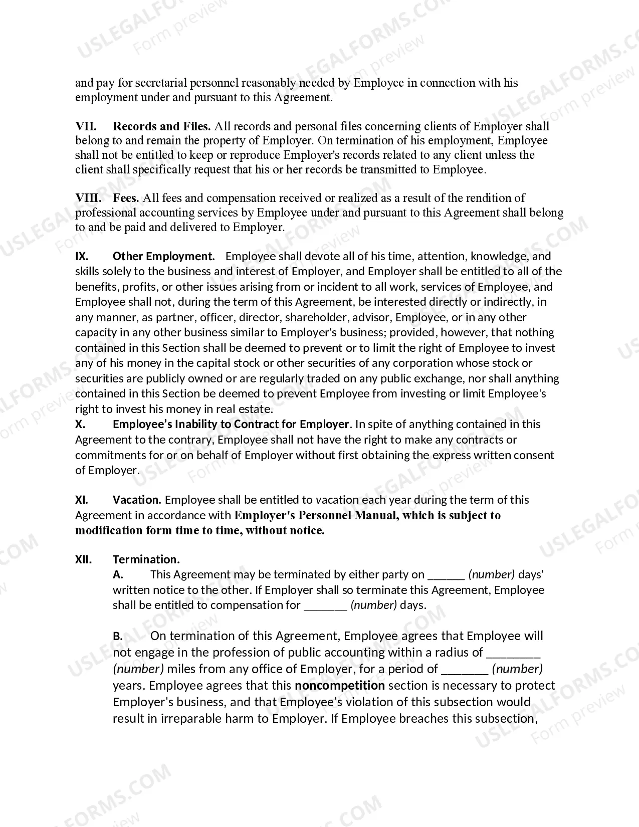 Preview Employment Agreement with Staff Accountant