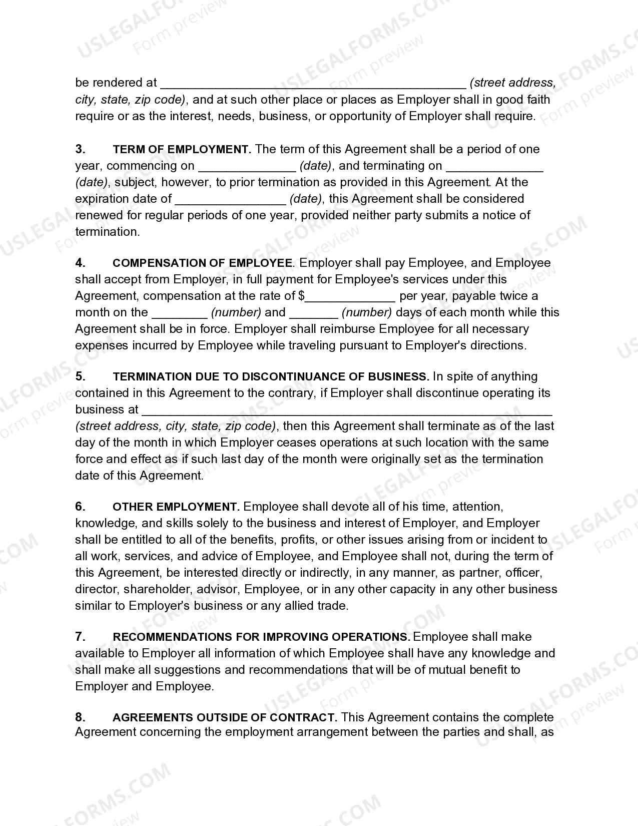 Preview Employment Agreement with Renewable Energy Contractor including Covenant Not to Compete and Nondisclosure Clause