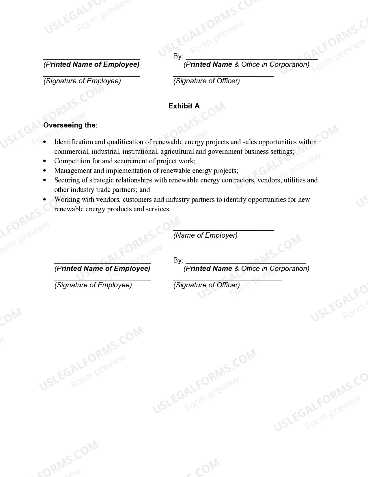 Preview Employment Agreement with Renewable Energy Contractor including Covenant Not to Compete and Nondisclosure Clause