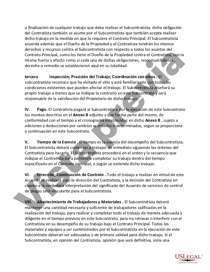Preview Acuerdo con subcontratista para realizar servicios de control de plagas