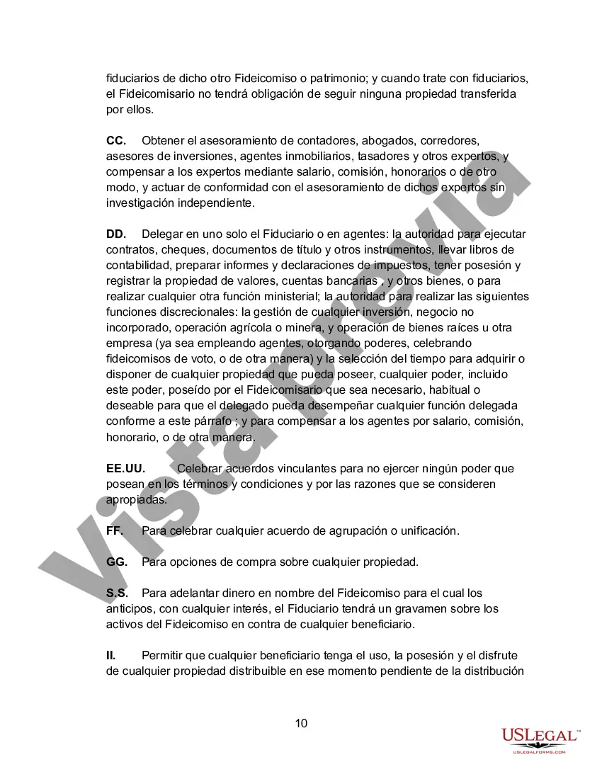 Preview Contrato de Fideicomiso Irrevocable en Beneficio de Cónyuge, Hijos y Nietos
