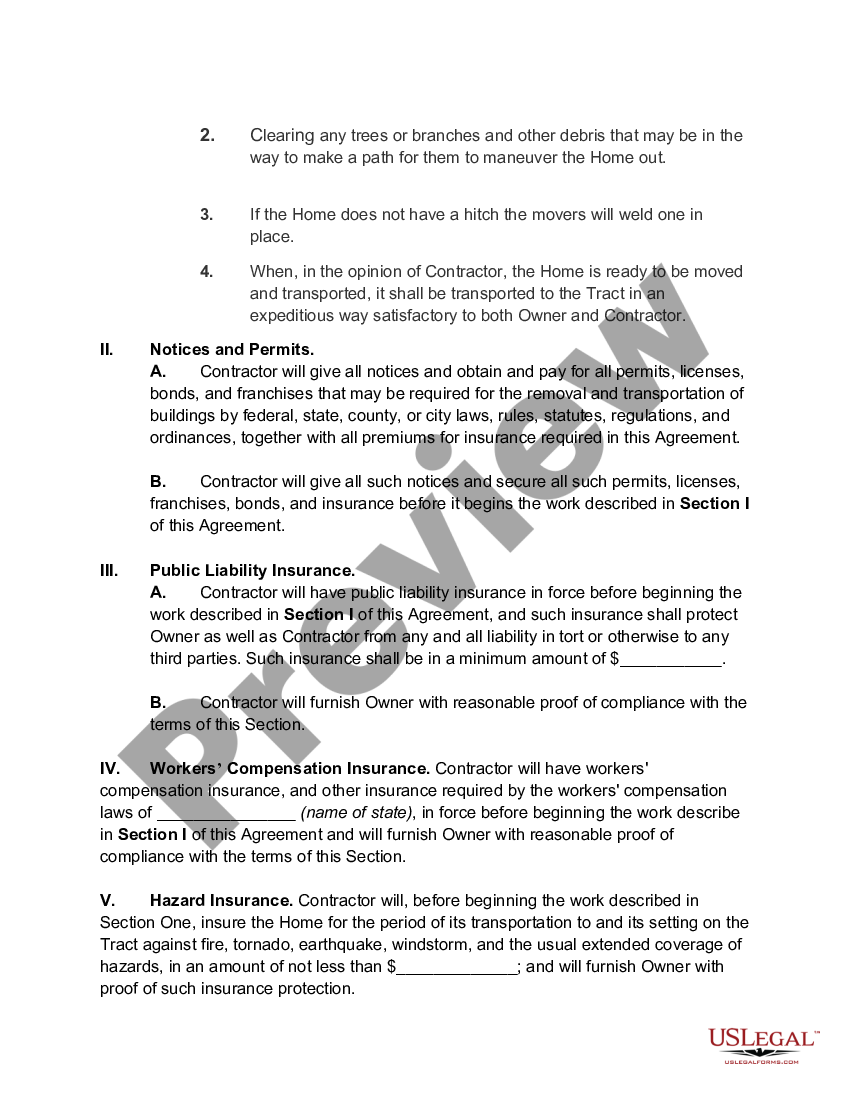 Agreement to Set Mobile Home to New Location - Agreement Mobile Home ...