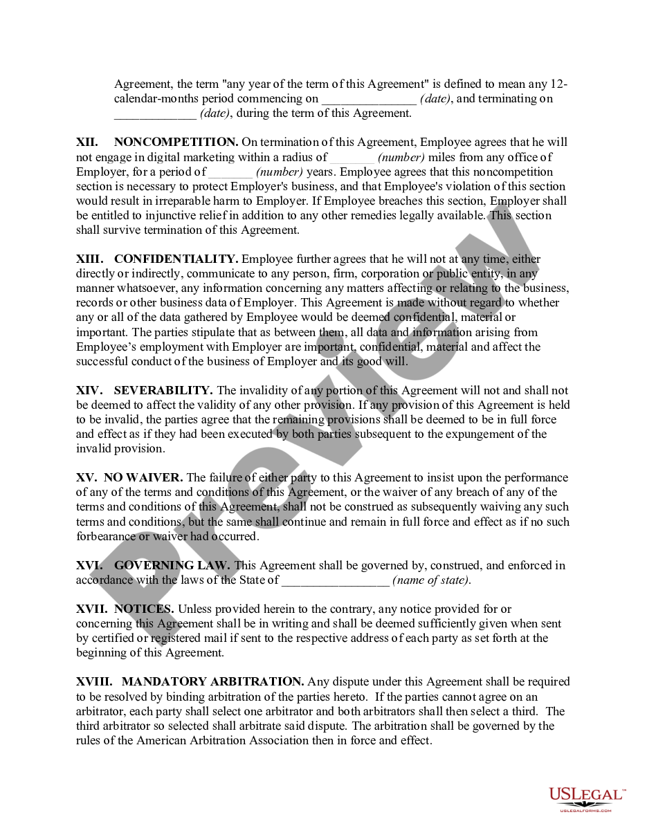 page 3 Employment Agreement with Digital Account Manager preview