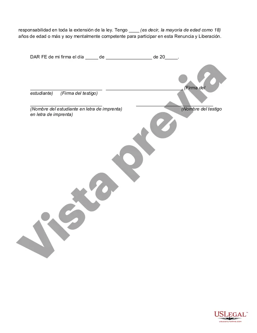 Preview Renuncia y exención de responsabilidad por lesiones sufridas en la clase de cocina