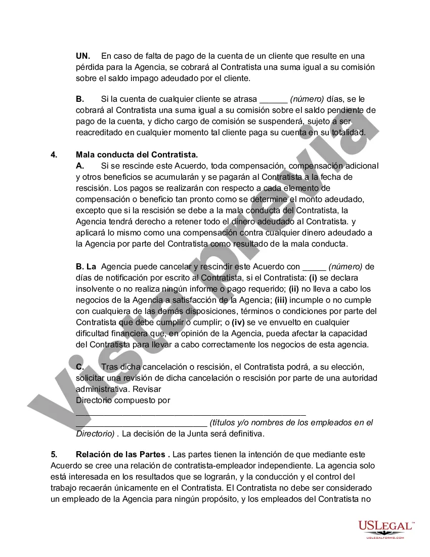 Preview Acuerdo entre la Agencia de Servicios Humanos y el Contratista Independiente para la Solicitación de Clientes
