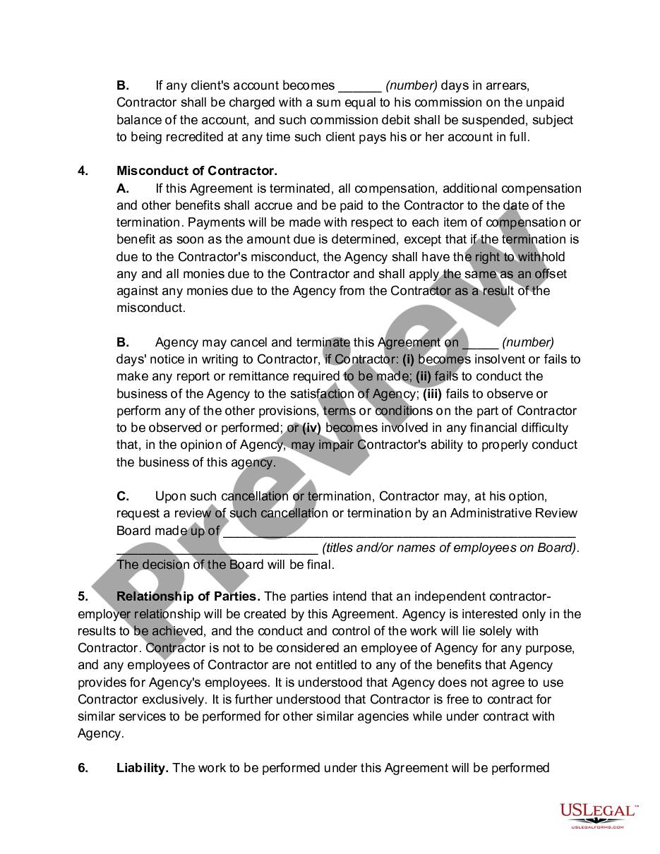 page 1 Agreement between Human Service Agency and Independent Contractor for Solicitation of Clients preview