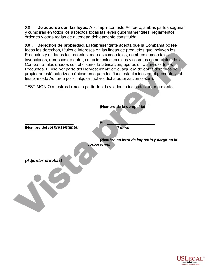 Preview Acuerdo de agencia de ventas exclusiva