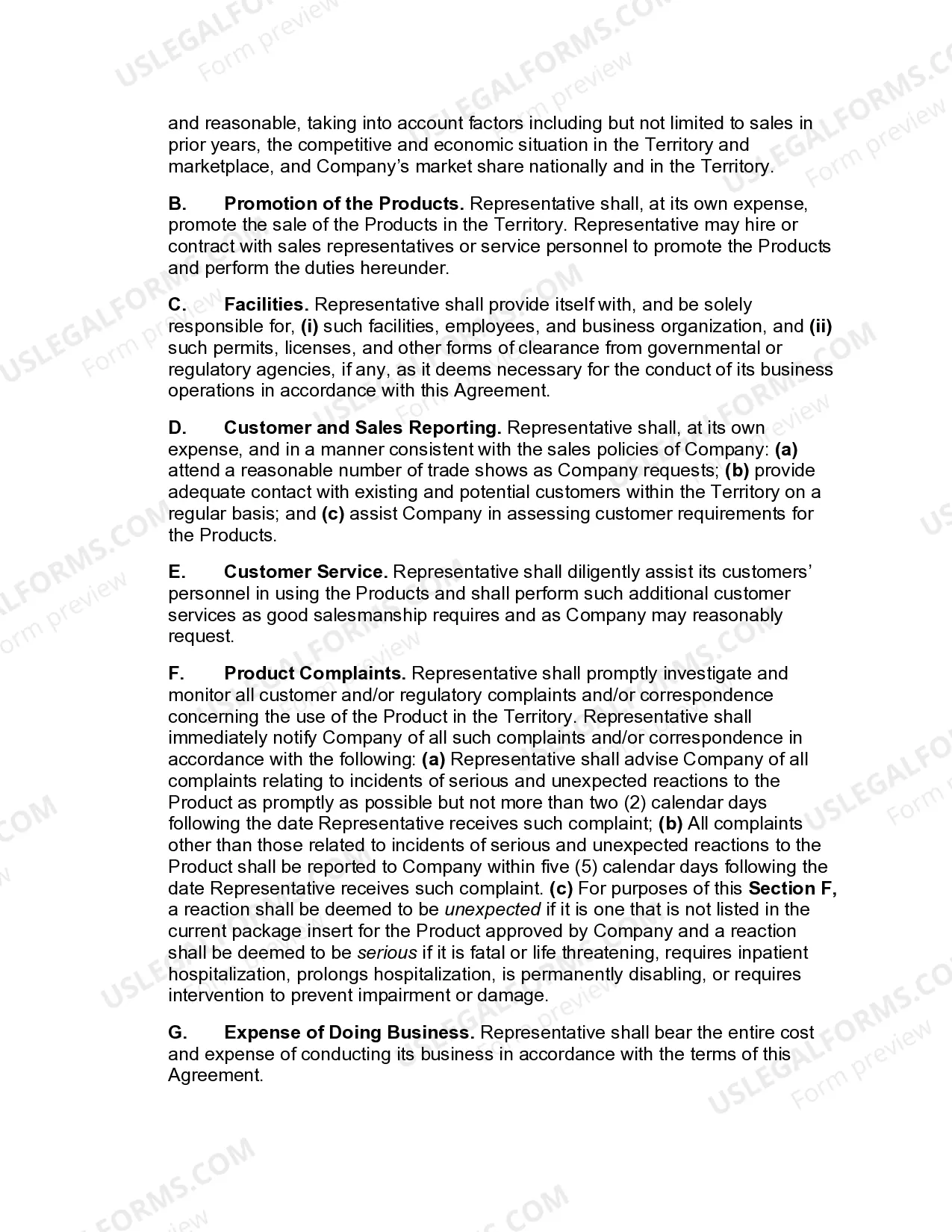 Preview Exclusive Sales Agency Agreement