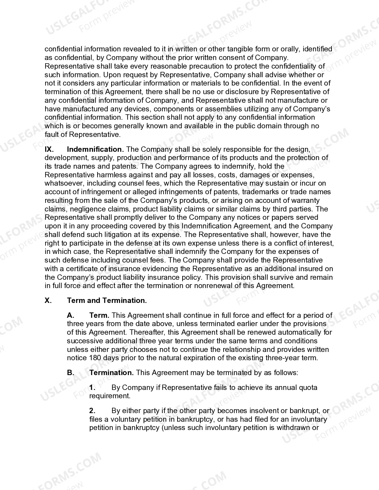 Preview Exclusive Sales Agency Agreement