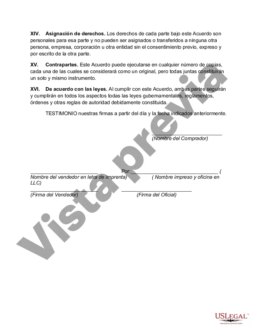 Preview Acuerdo de Venta de Negocio por Propiedad Unipersonal a Sociedad de Responsabilidad Limitada