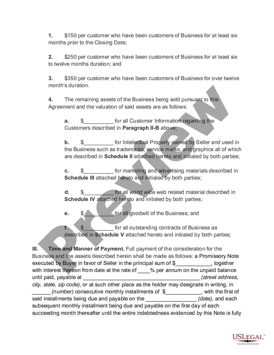 page 1 Agreement for Sale of Business by Sole Proprietorship to Limited Liability Company preview