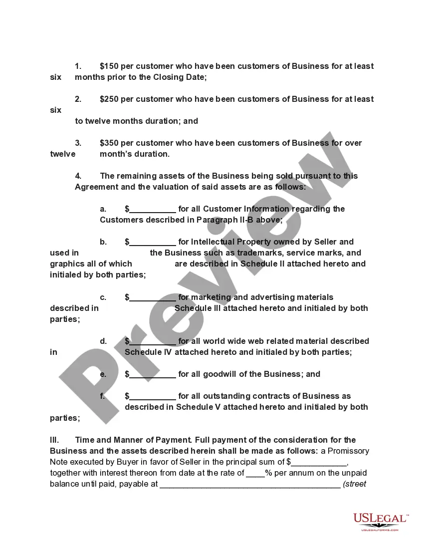 Preview Agreement for Sale of Business by Sole Proprietorship to Limited Liability Company