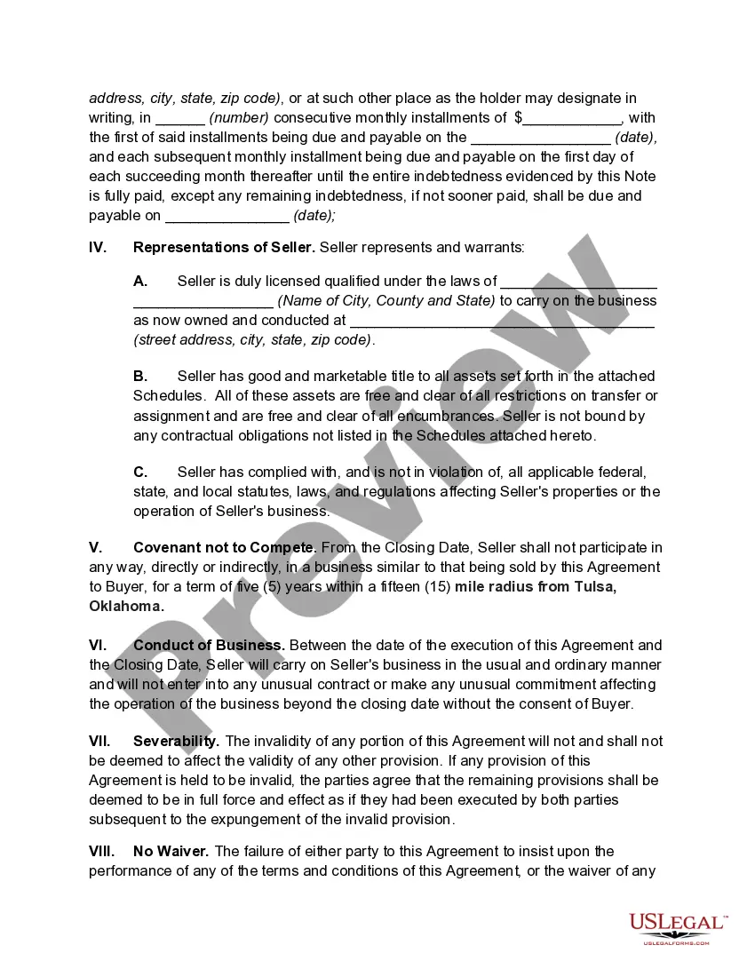 Preview Agreement for Sale of Business by Sole Proprietorship to Limited Liability Company