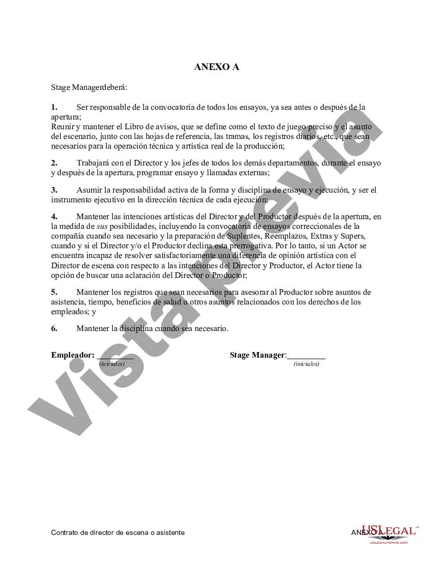 Preview Contrato de Director de Escena o Asistente de Director de Escena
