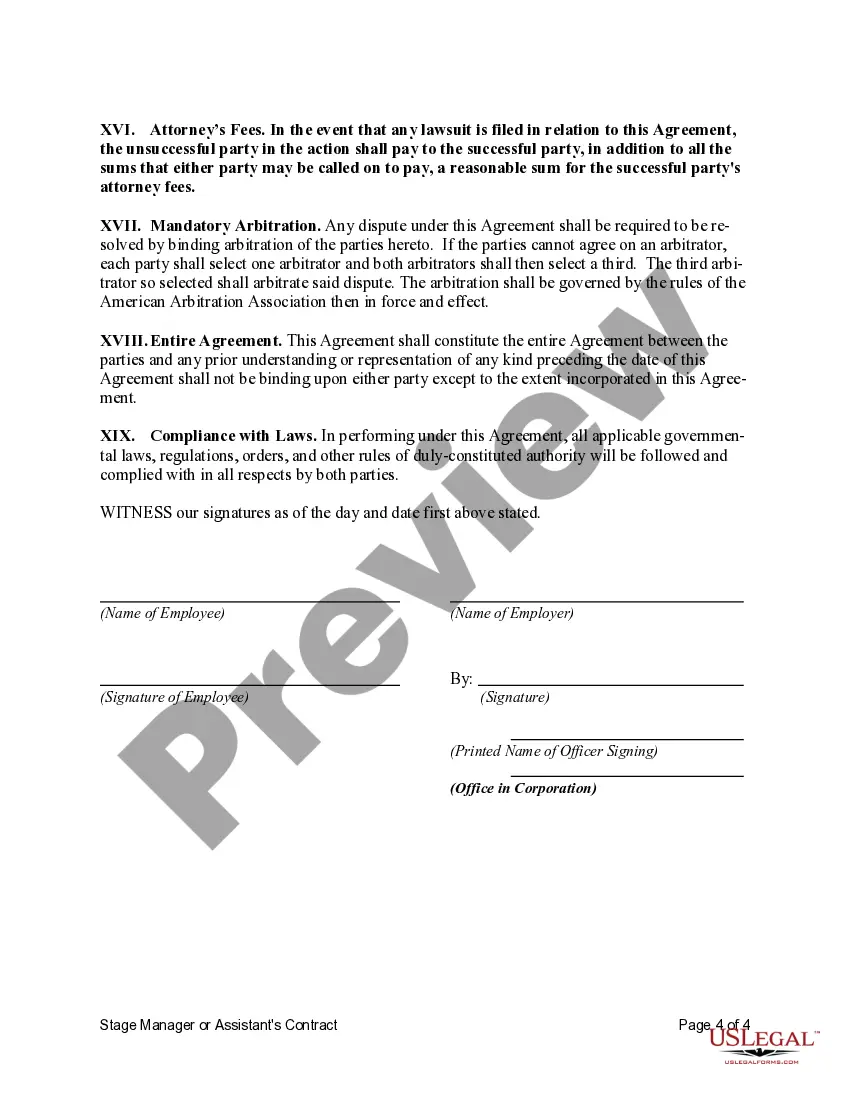 Get Stage Manager or Assistant Stage Manager Contract Preview Stage Manager or Assistant Stage Manager Contract