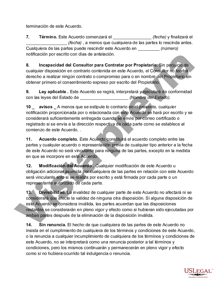 Preview Acuerdo de Consultor Independiente con Consultor Nutricional
