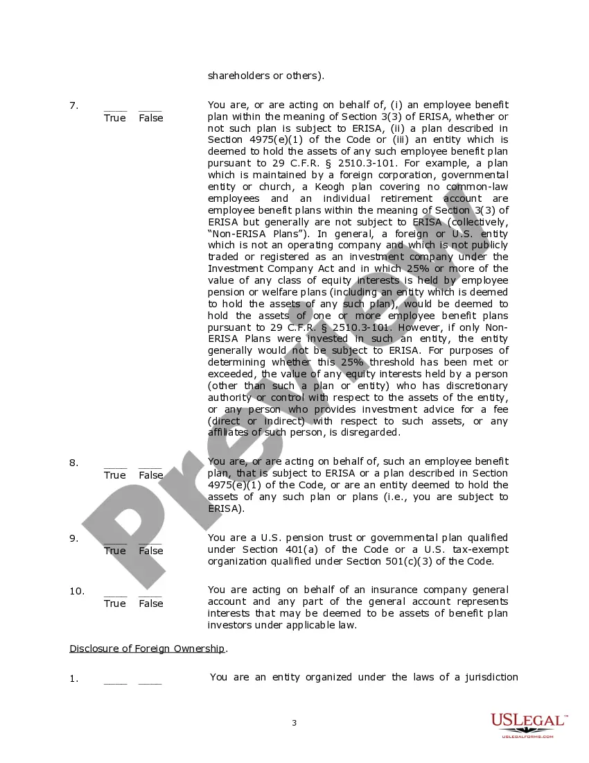 Preview Accredited Investor Questionnaire