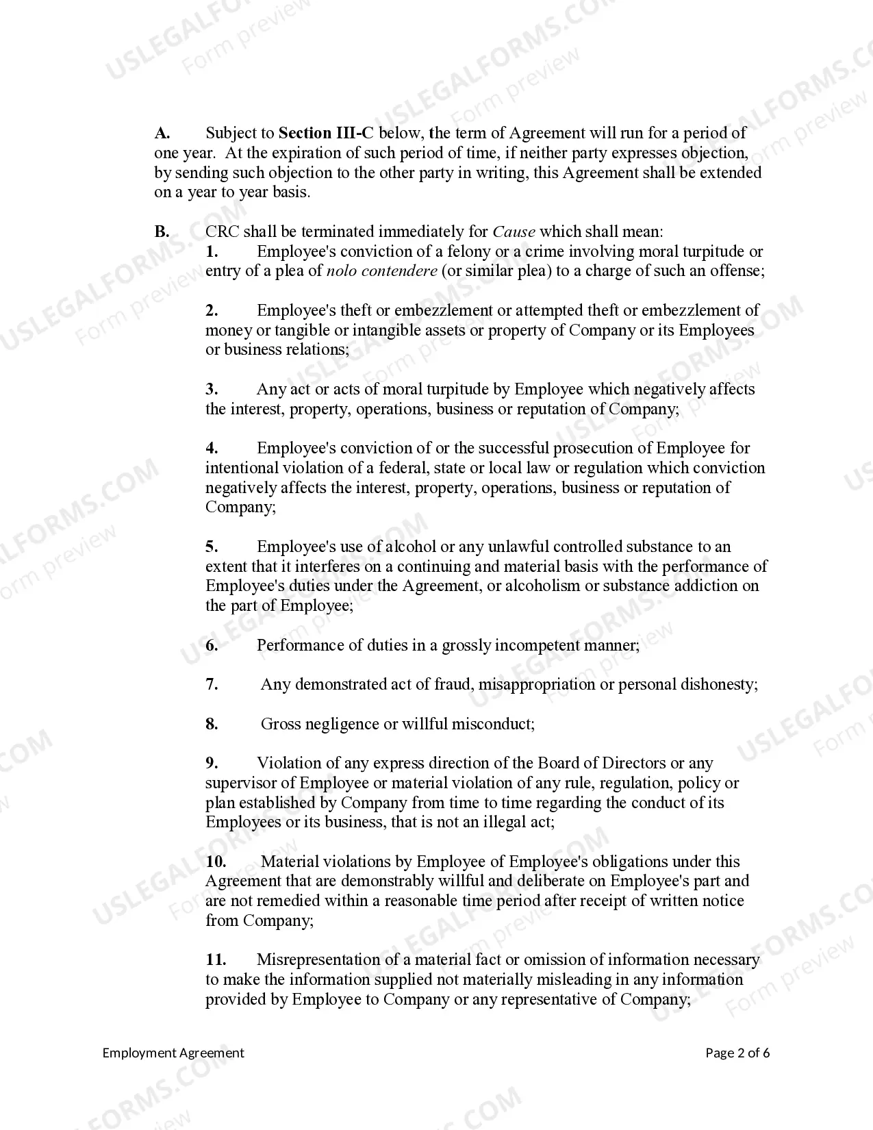 Preview Employment Agreement - Clinical Research Coordinator and Clinical Trial Firm