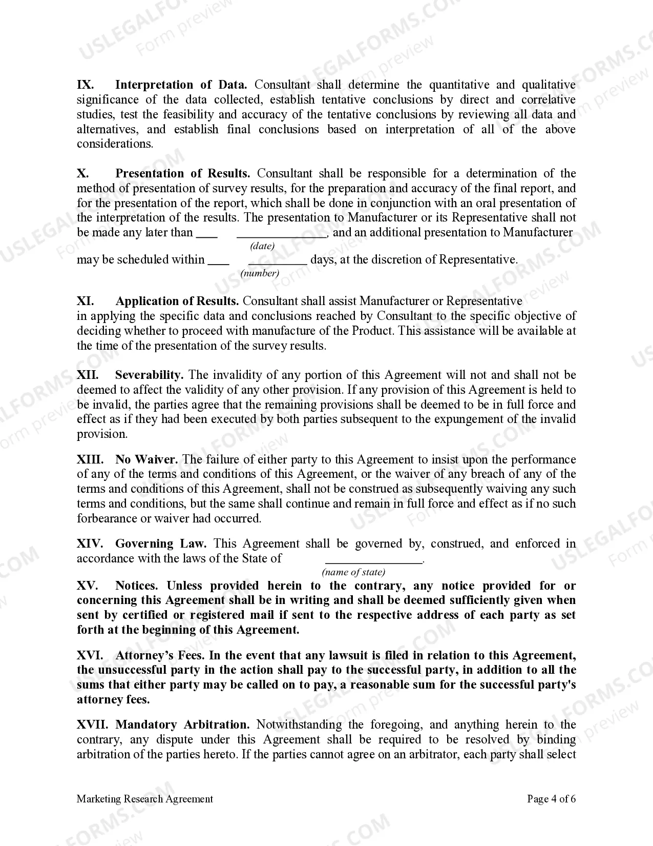 Preview Marketing Research Agreement