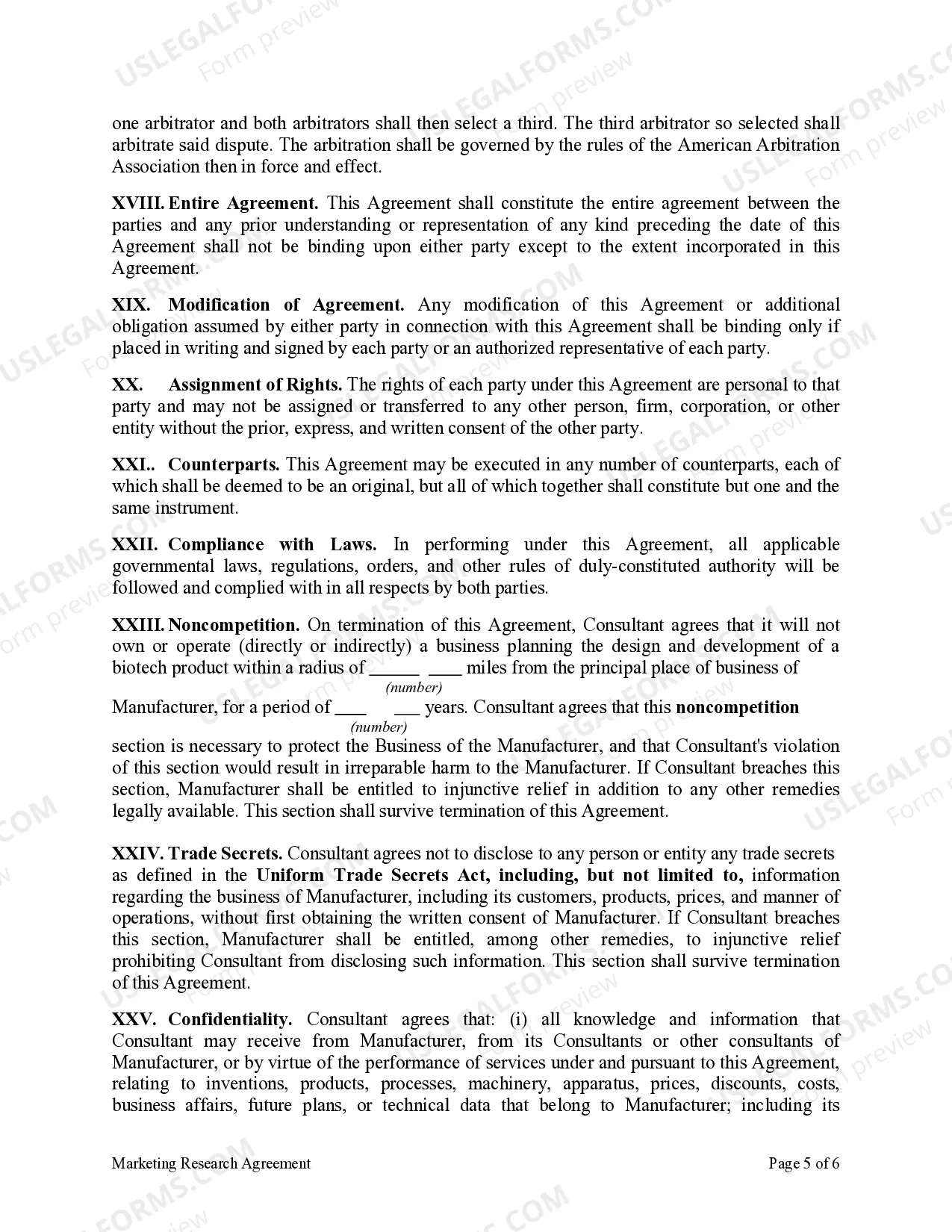 Preview Marketing Research Agreement