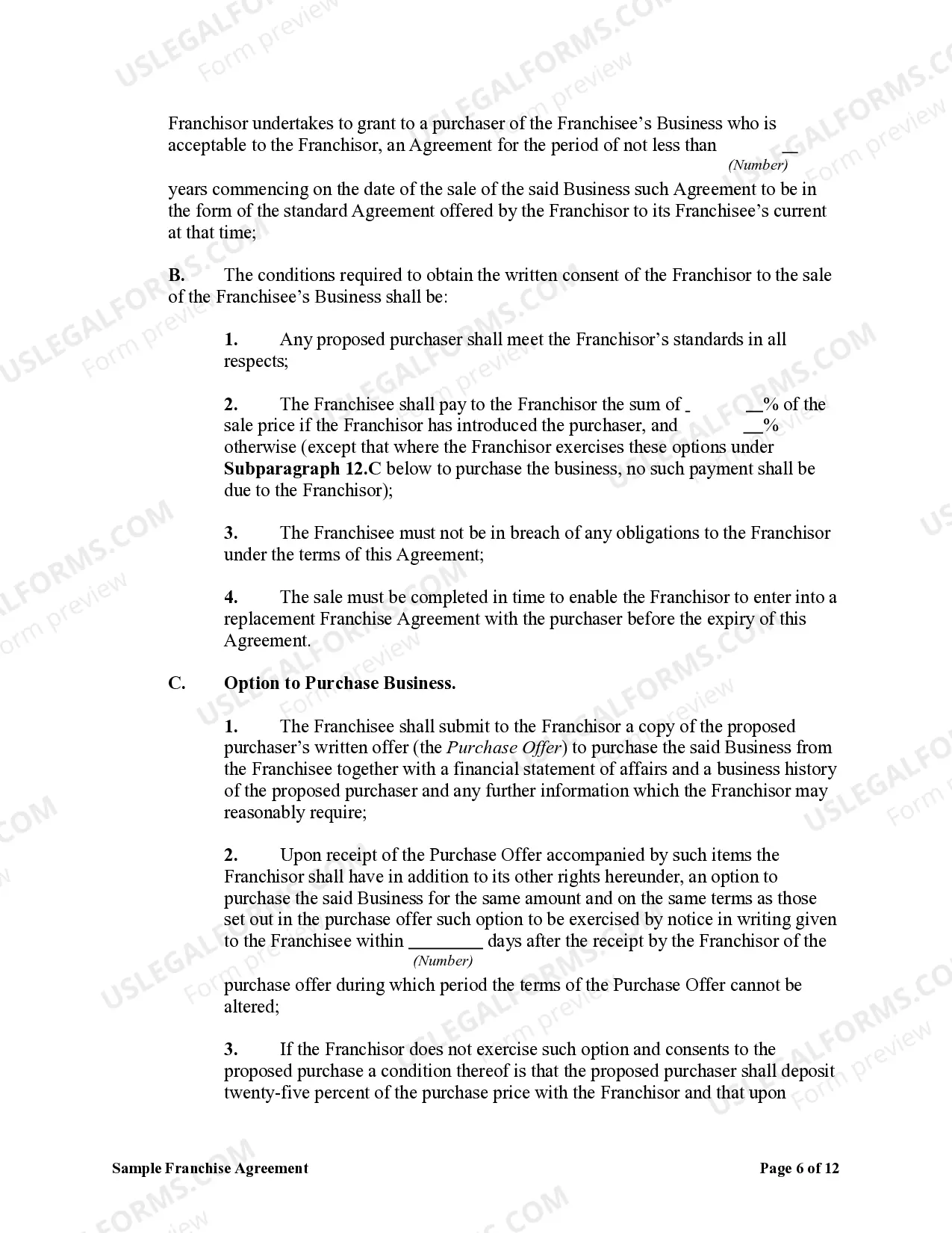 Preview Sample Franchise Agreement