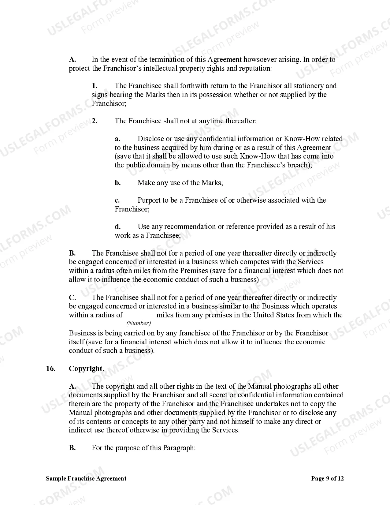 Preview Sample Franchise Agreement