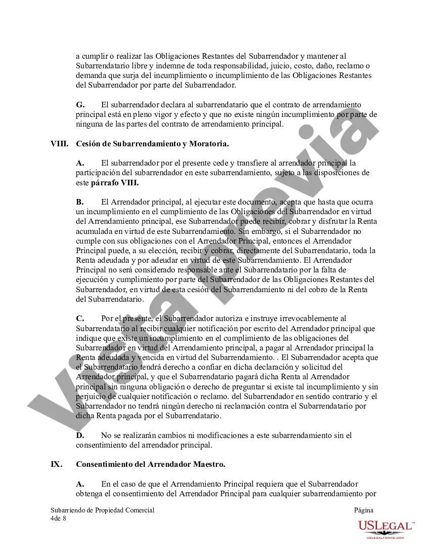 Preview Contrato de subarrendamiento de propiedad comercial