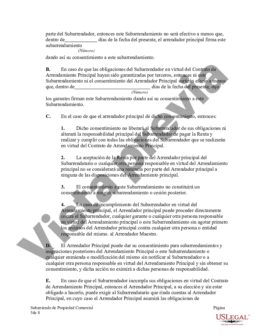 Preview Contrato de subarrendamiento de propiedad comercial
