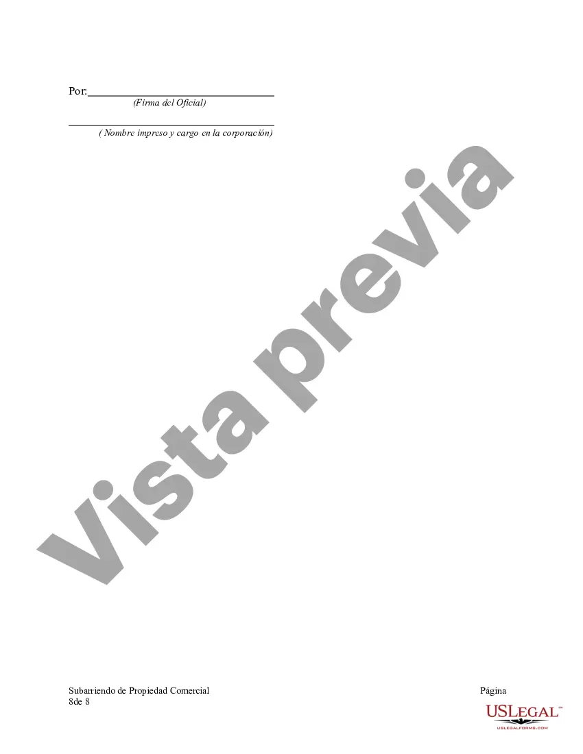 Preview Contrato de subarrendamiento de propiedad comercial