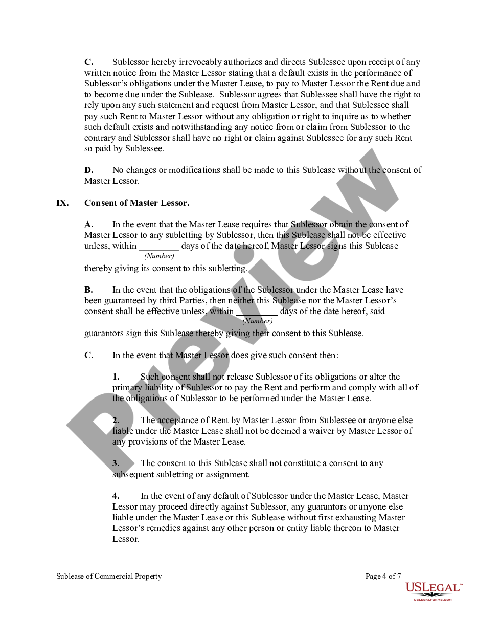 page 3 Sublease Agreement for Commercial Property preview