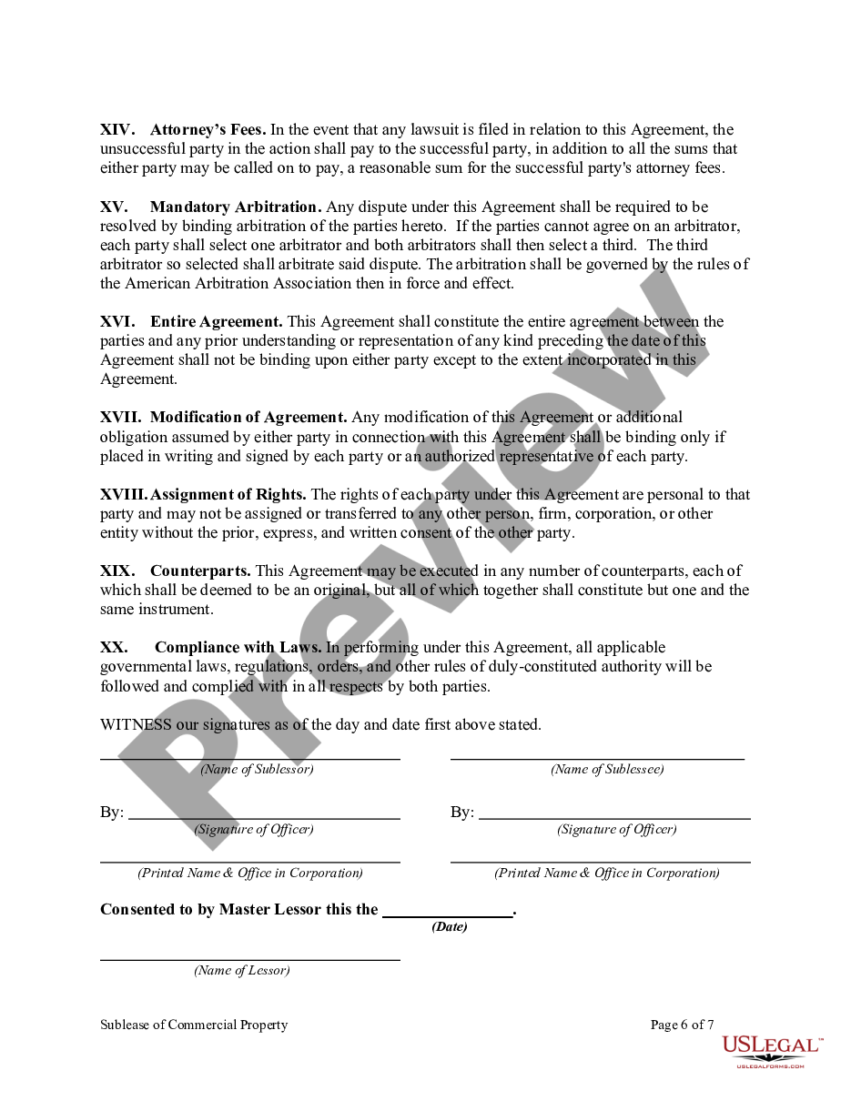 page 5 Sublease Agreement for Commercial Property preview
