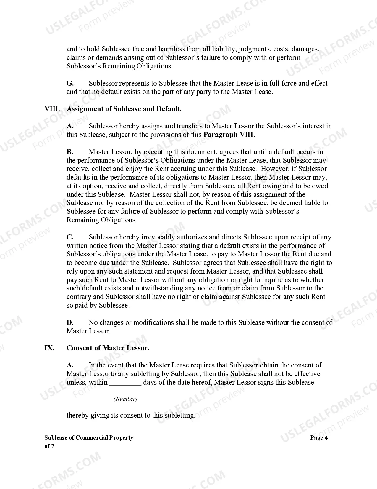 Preview Sublease of Commercial Property