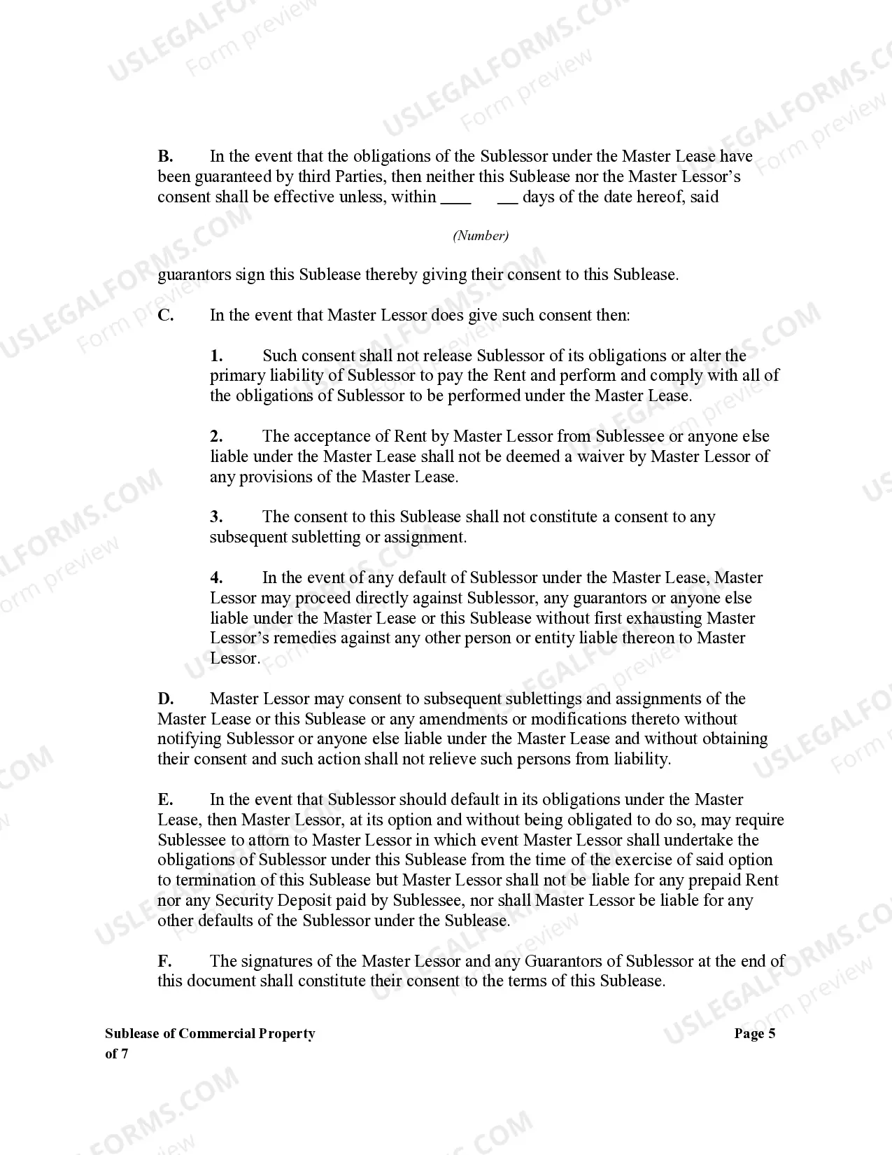 Preview Sublease of Commercial Property