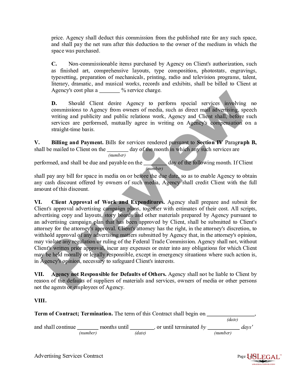 page 1 Advertising Services Contract preview