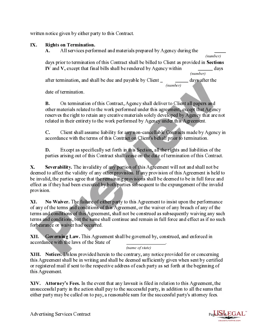 Preview Advertising Services Contract