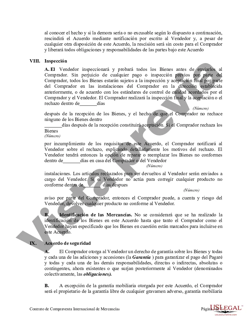 Preview Contrato de Compraventa Internacional de Bienes con Garantía Mobiliaria del Dinero de Compra