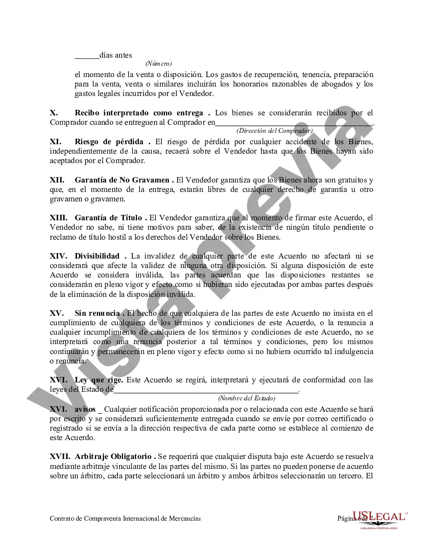 Preview Contrato de Compraventa Internacional de Bienes con Garantía Mobiliaria del Dinero de Compra