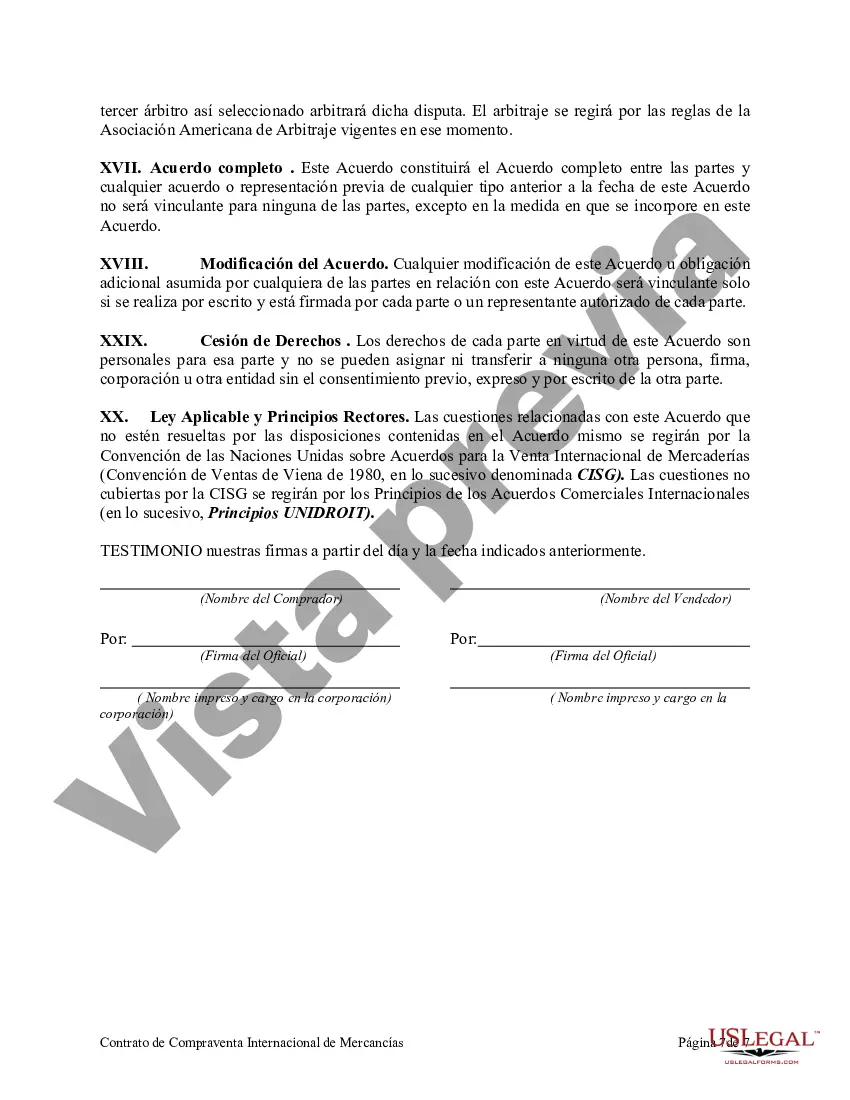 Preview Contrato de Compraventa Internacional de Bienes con Garantía Mobiliaria del Dinero de Compra