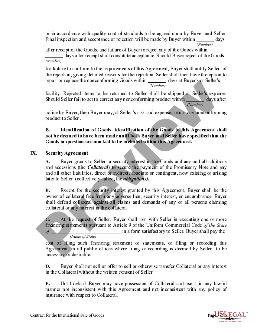 Preview Contract for the International Sale of Goods with Purchase Money Security Interest