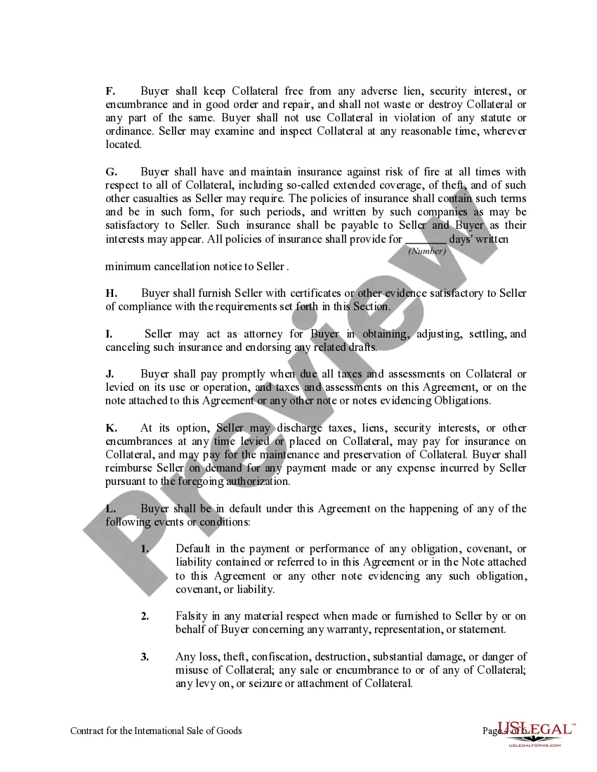 Preview Contract for the International Sale of Goods with Purchase Money Security Interest