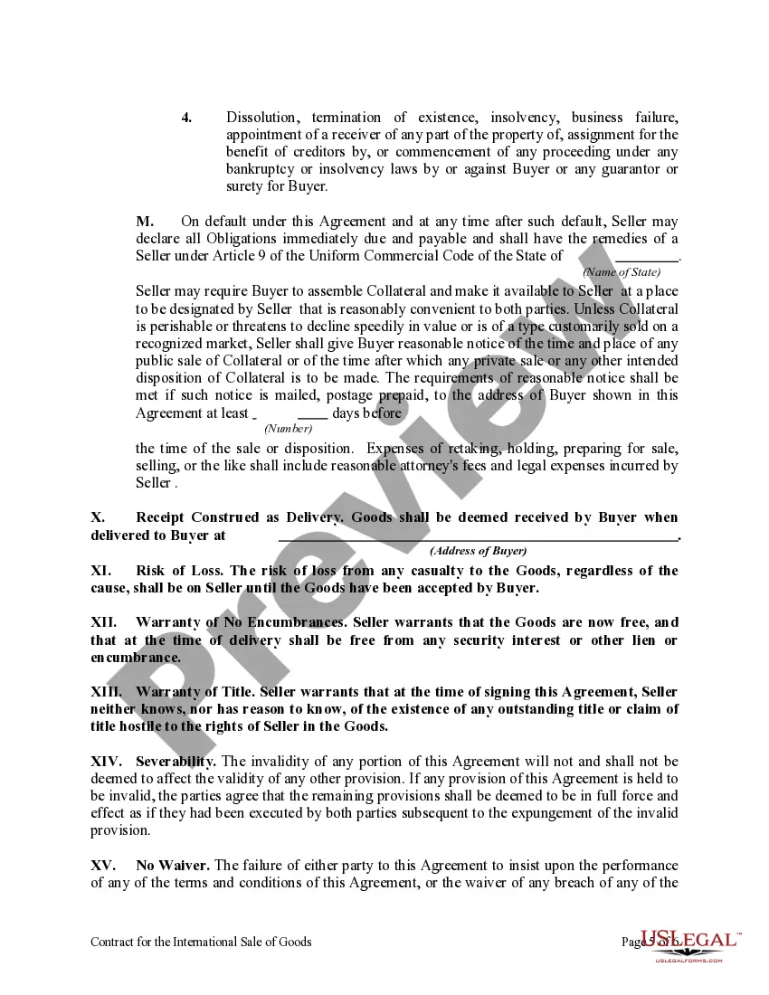 Preview Contract for the International Sale of Goods with Purchase Money Security Interest